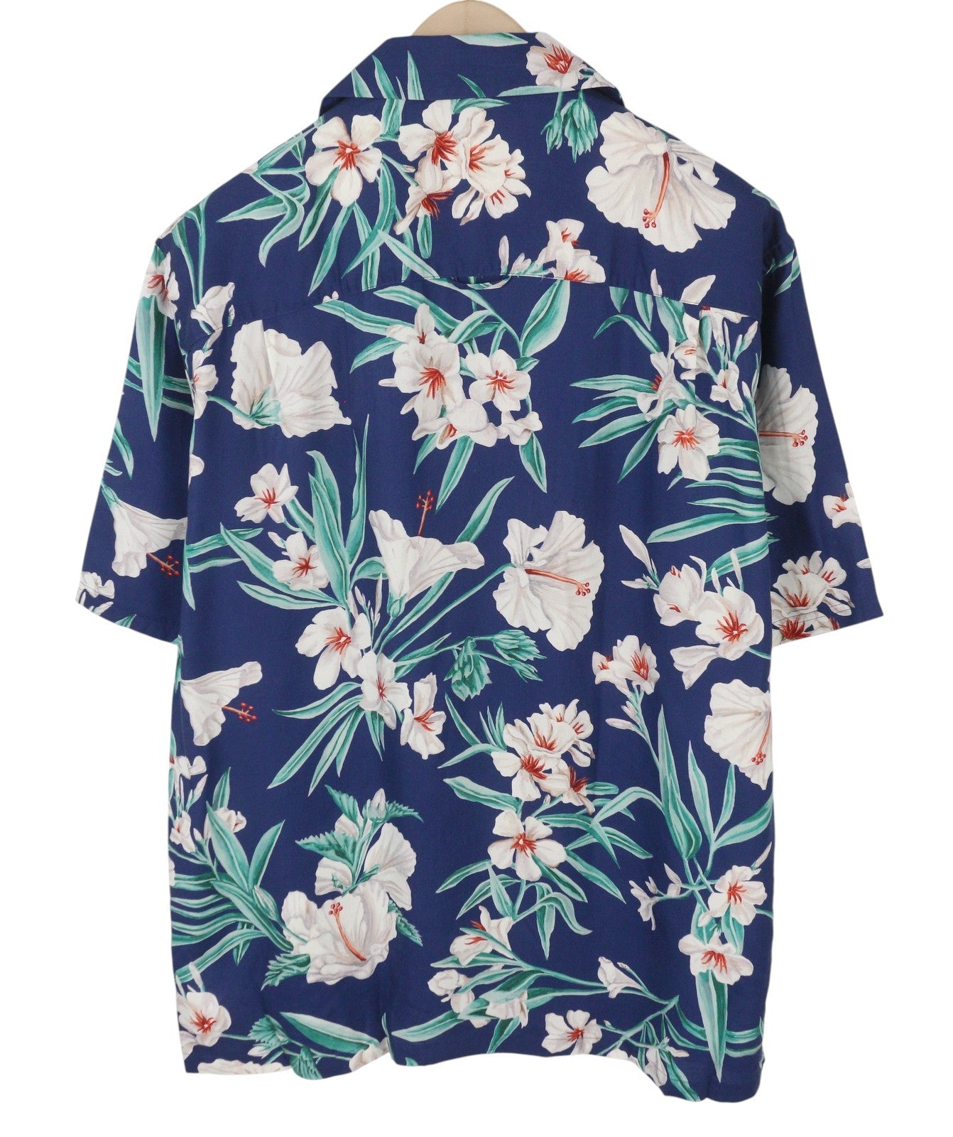 GANT PP Floral Lyocell SS Camp Men Shirt M Deep Blue Patch Pocket Short Sleeve