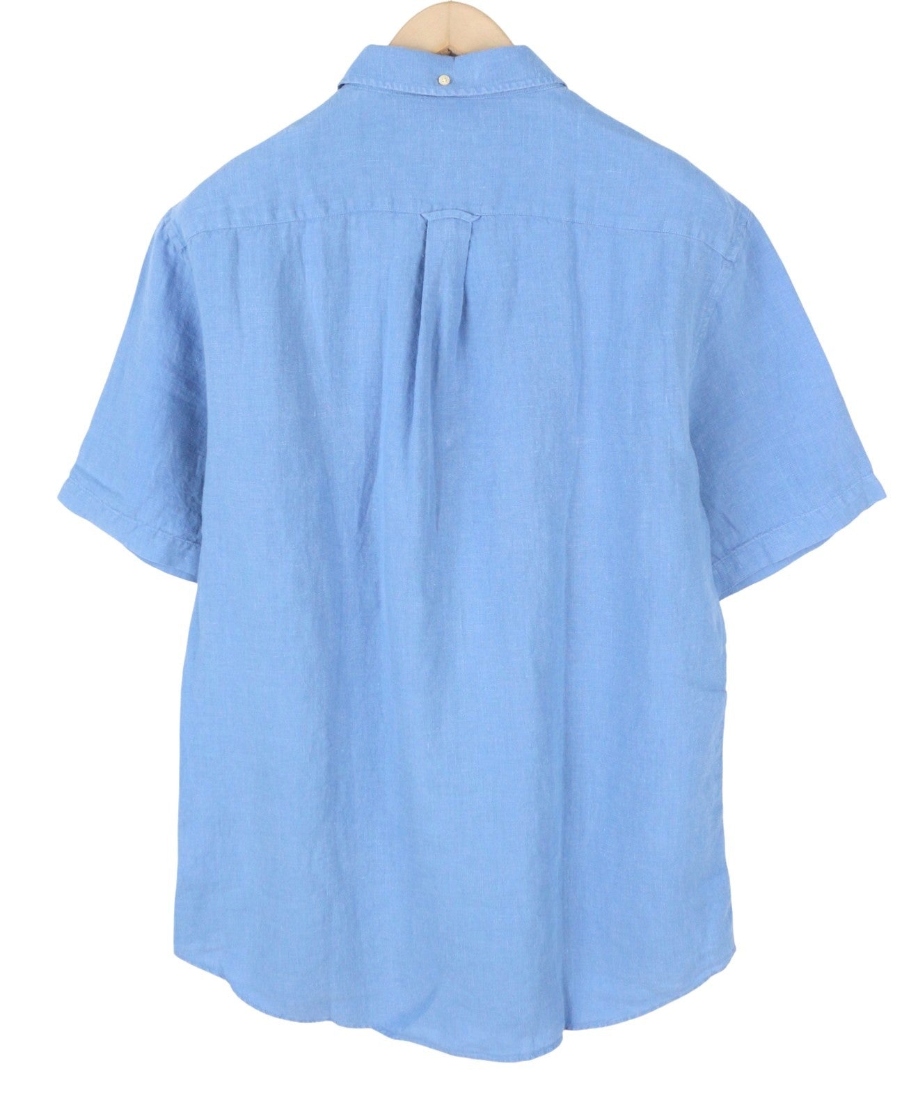 GANT GMT Dyed Linen Slim BD SS Men Shirt XL Mid Blue Button-Up Short Sleeve