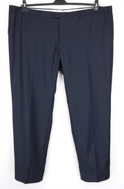 SUITSUPPLY Lazio Men's Trousers UK56S Blue Slim Melange Wool Classic Flat-Front