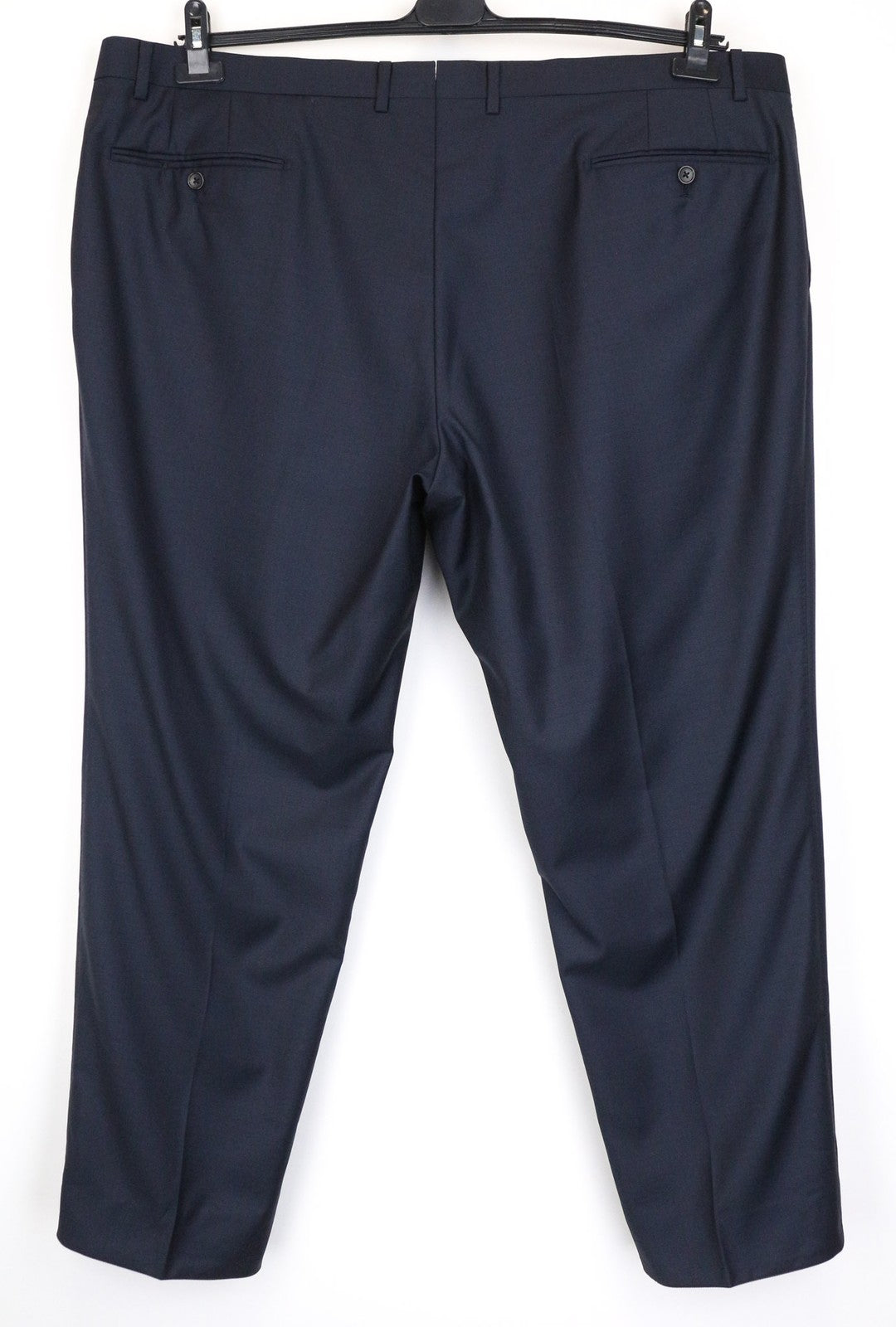 SUITSUPPLY Lazio Men's Trousers UK56S Blue Slim Melange Wool Classic Flat-Front