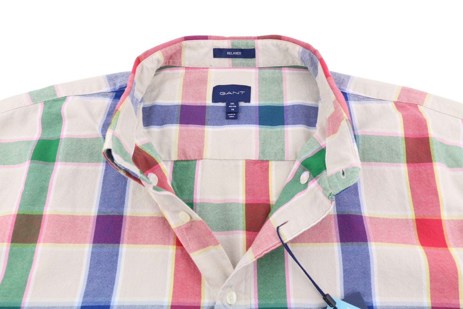 GANT Rel Oxford Check BD Men Shirt 2XL Putty Patch Pocket Button-Down Neck