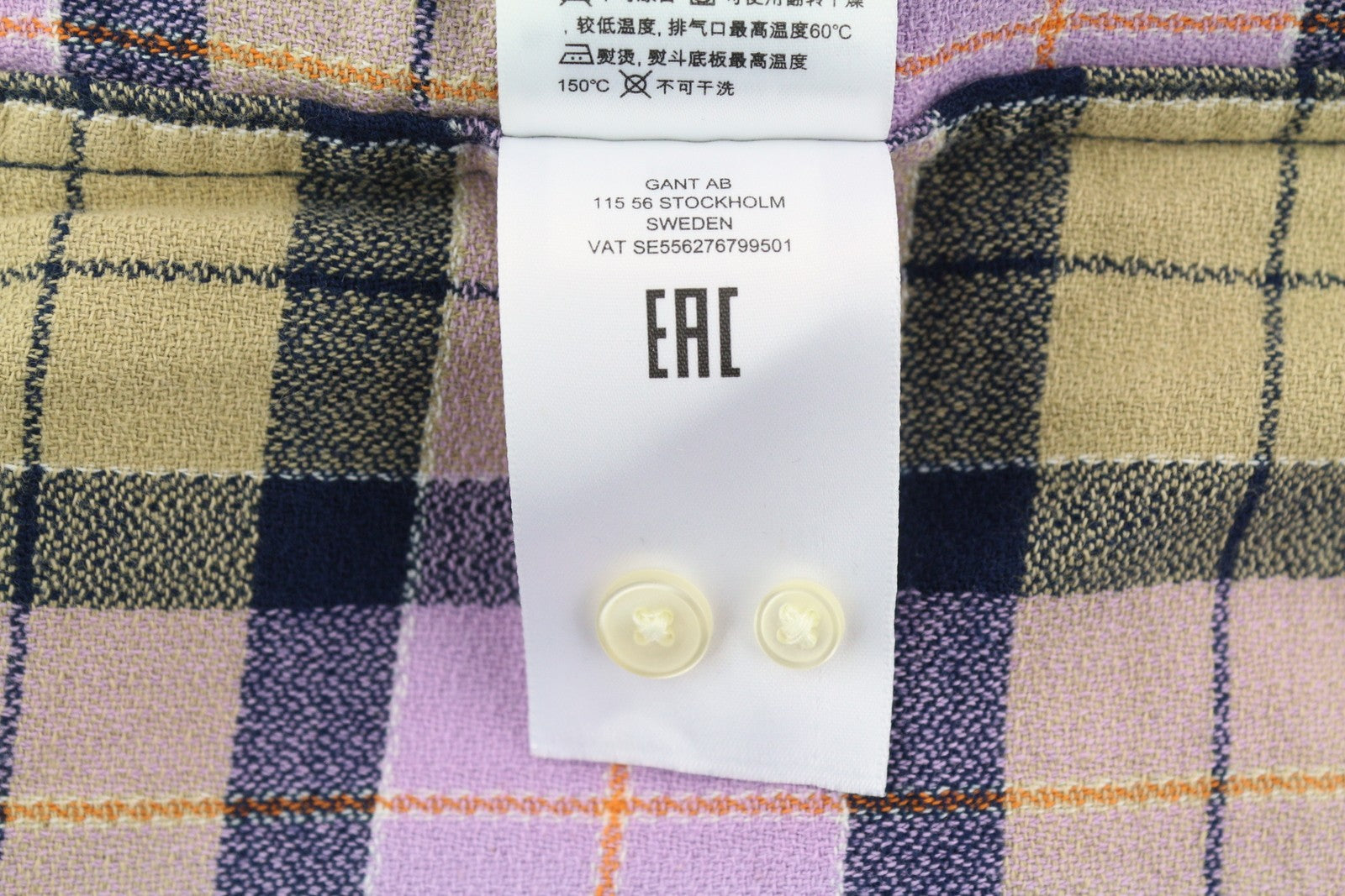 GANT Rel Texture Check Men Shirt XL Orchid Lilac Patch Pocket Button-Up