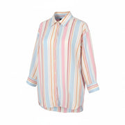 GANT OS Multistripe Women Shirt EU42 Multicolor Button-Up Spread Linen Blend