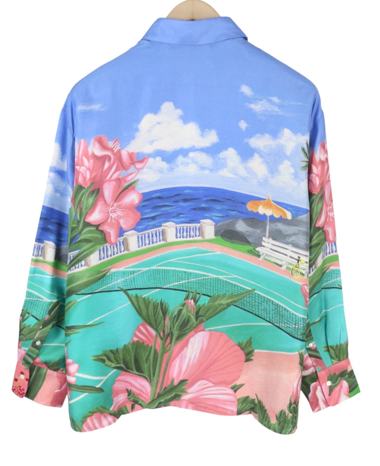 GANT Scenery Print Silk Women Shirt EU40 Geranium Pink Button-Up Spread Neck