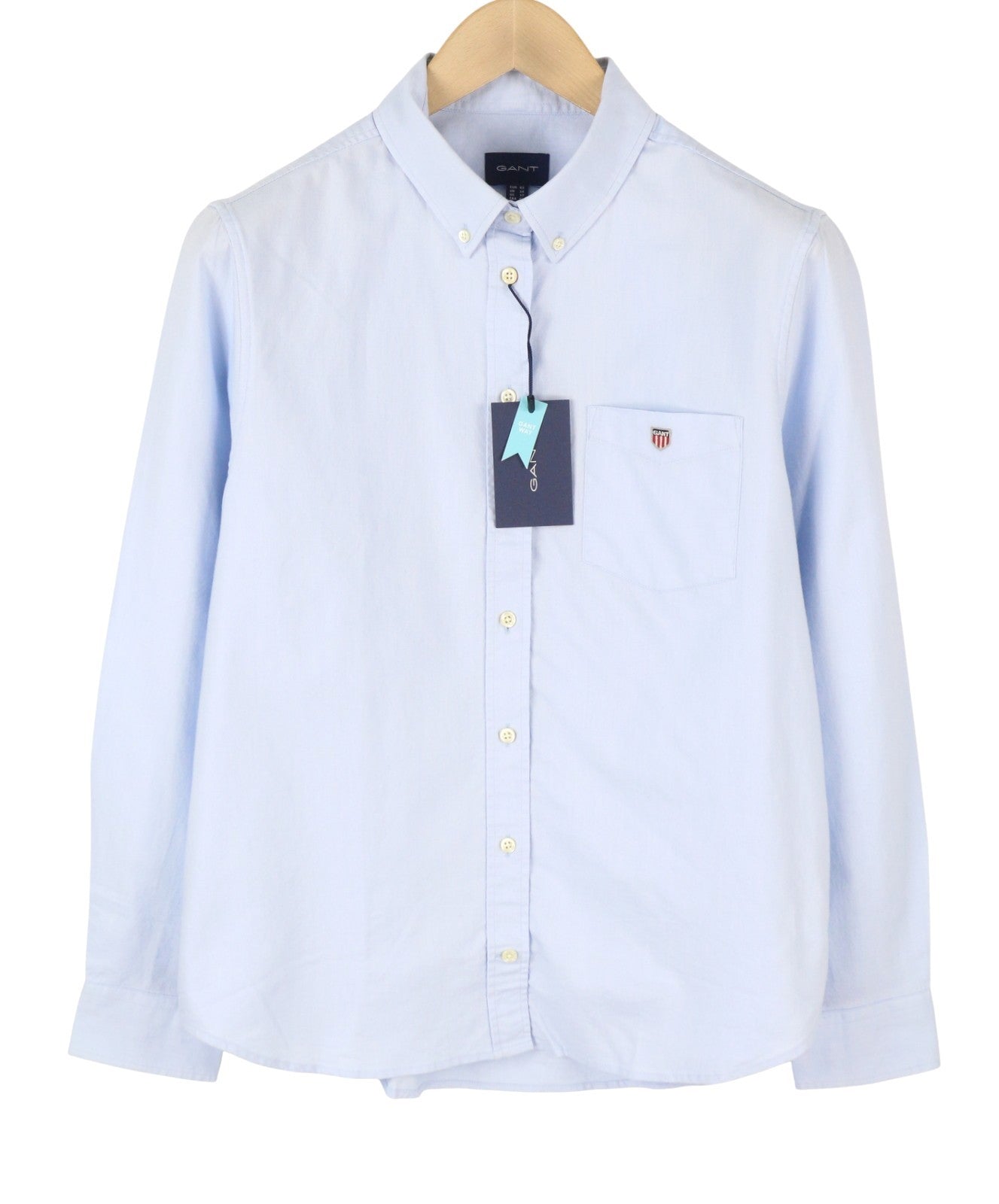 GANT Regular Oxford Women Shirt EU42 Hamptons Blue Cotton Button-Up Patch Pocket