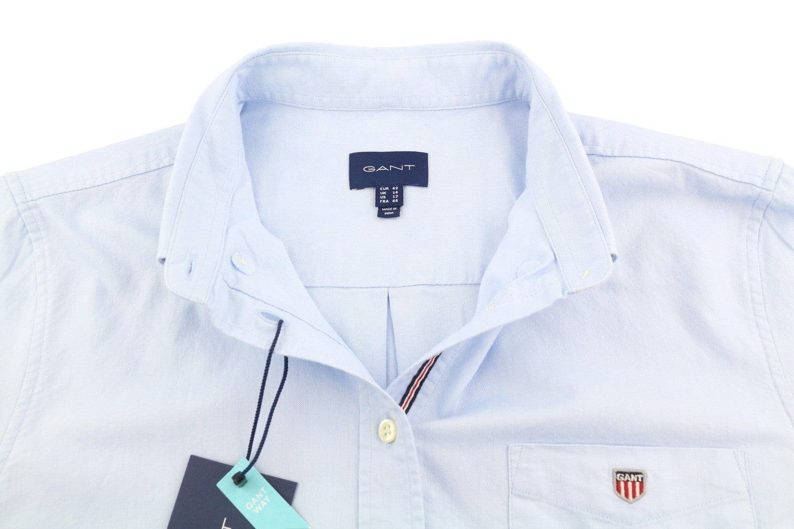 GANT Regular Oxford Women Shirt EU42 Hamptons Blue Cotton Button-Up Patch Pocket