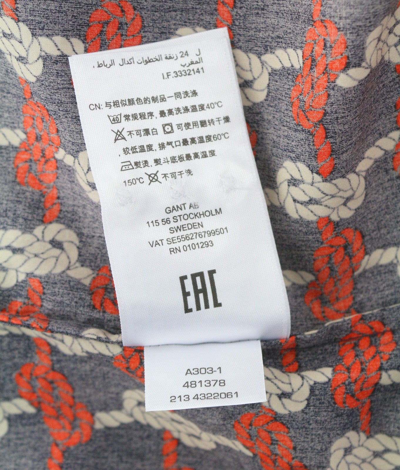 GANT Regular Knot Print Women Shirt EU38 Evening Blue Button-Up Spread Casual