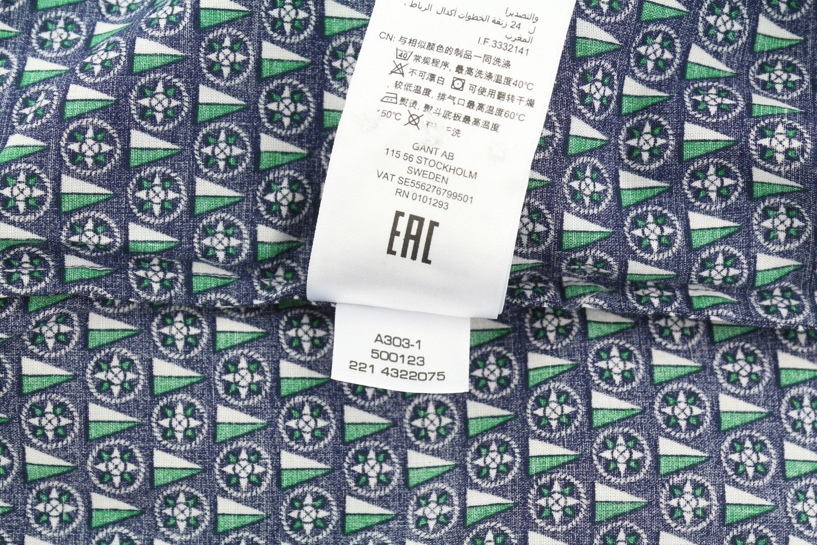 GANT Reg Geometric Women Shirt EU36 Classic Blue Button-Up Spread Casual