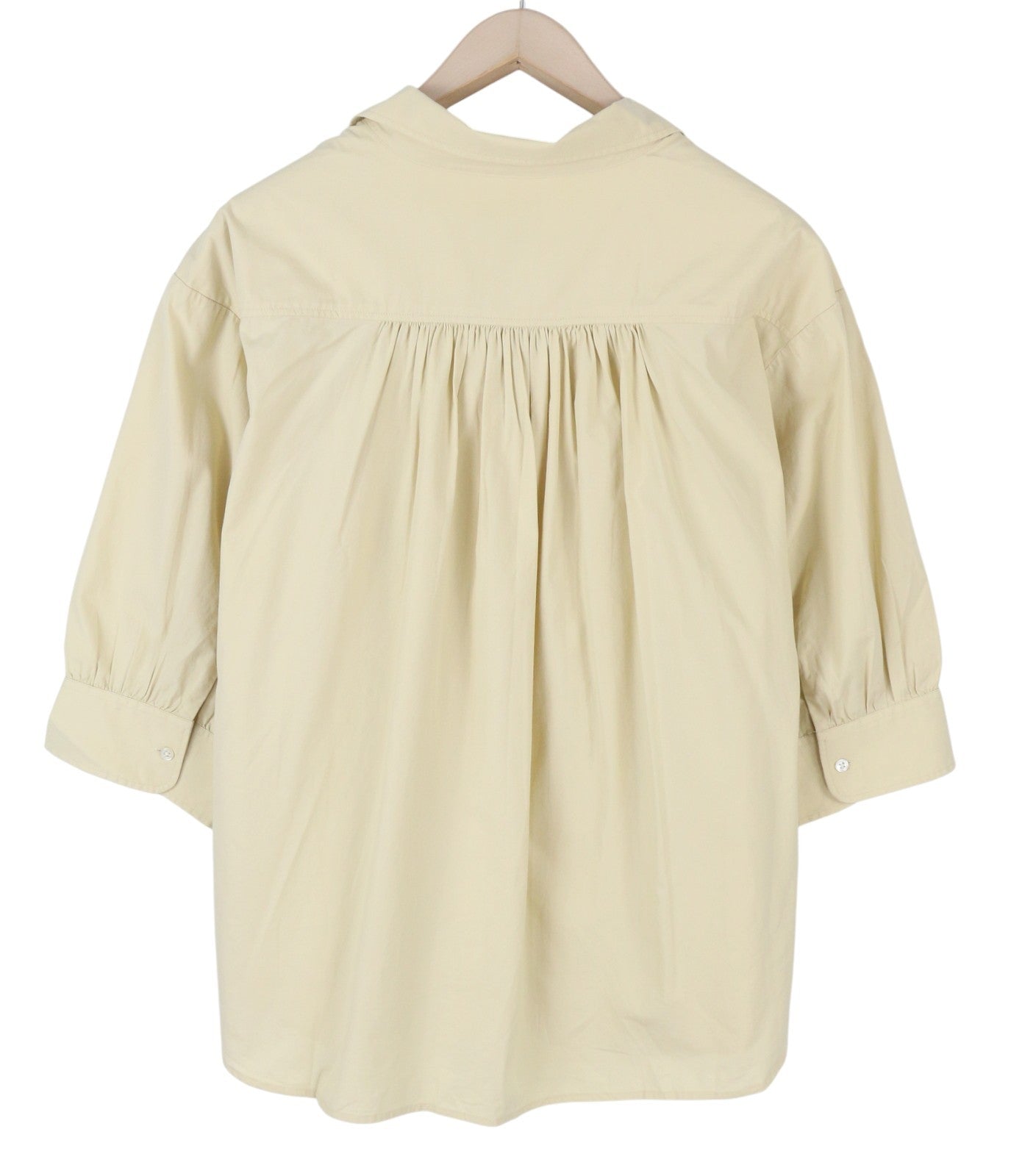 GANT Lux Poplin Popover Women Blouse EU44 Desert Beige Relaxed Cut 3/4 Sleeves