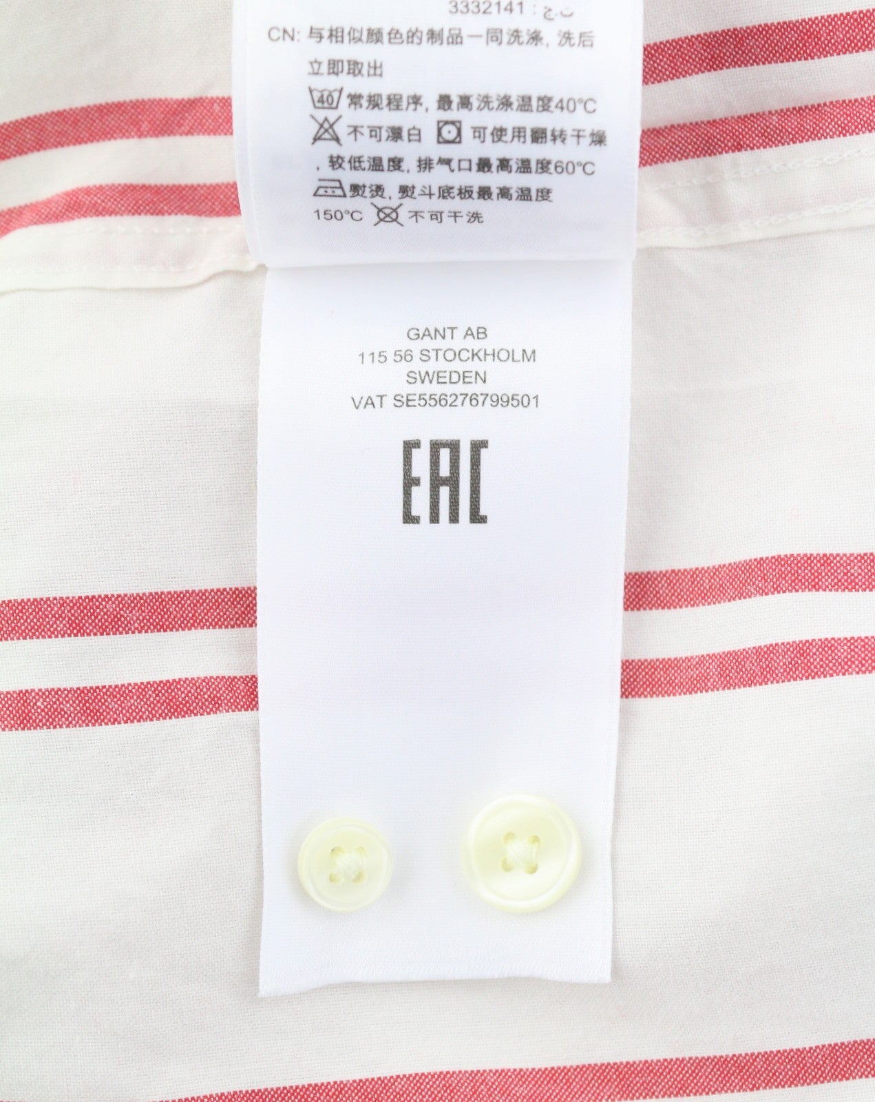 GANT OS Stripe Women Shirt EU38 Bricht Red Patch Pocket Button-Up Casual