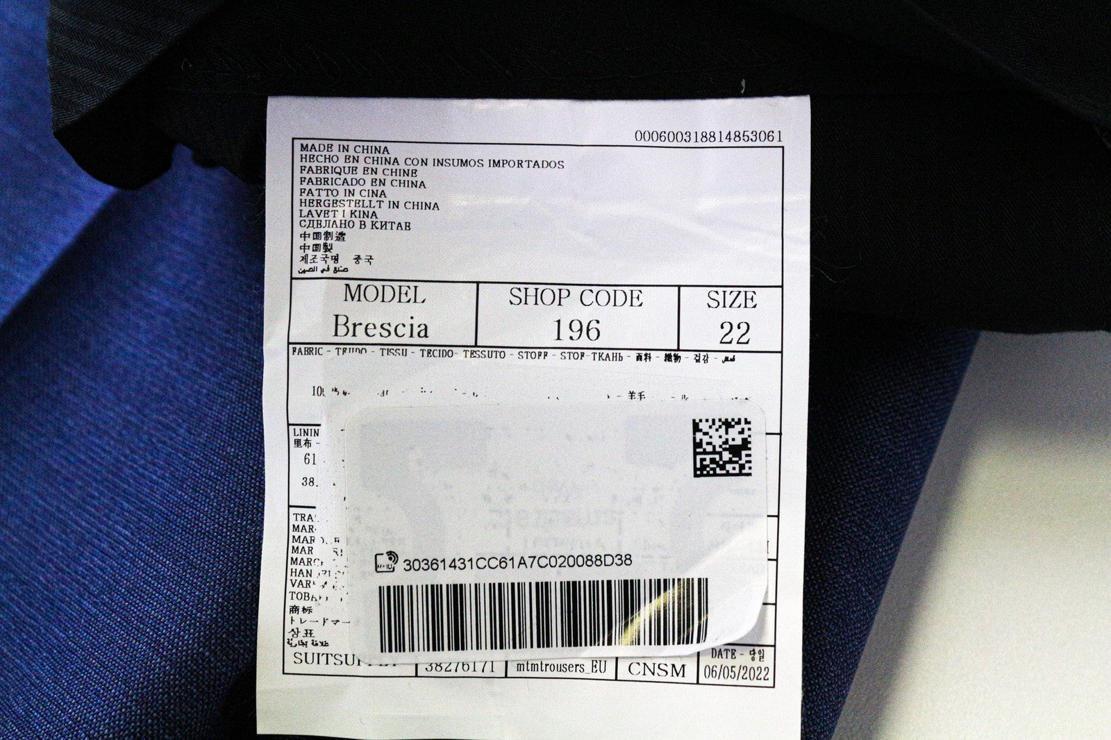 SUITSUPPLY Brescia Men's Trousers UK28S Mid Blue Slim Wool Melange Flat-Front