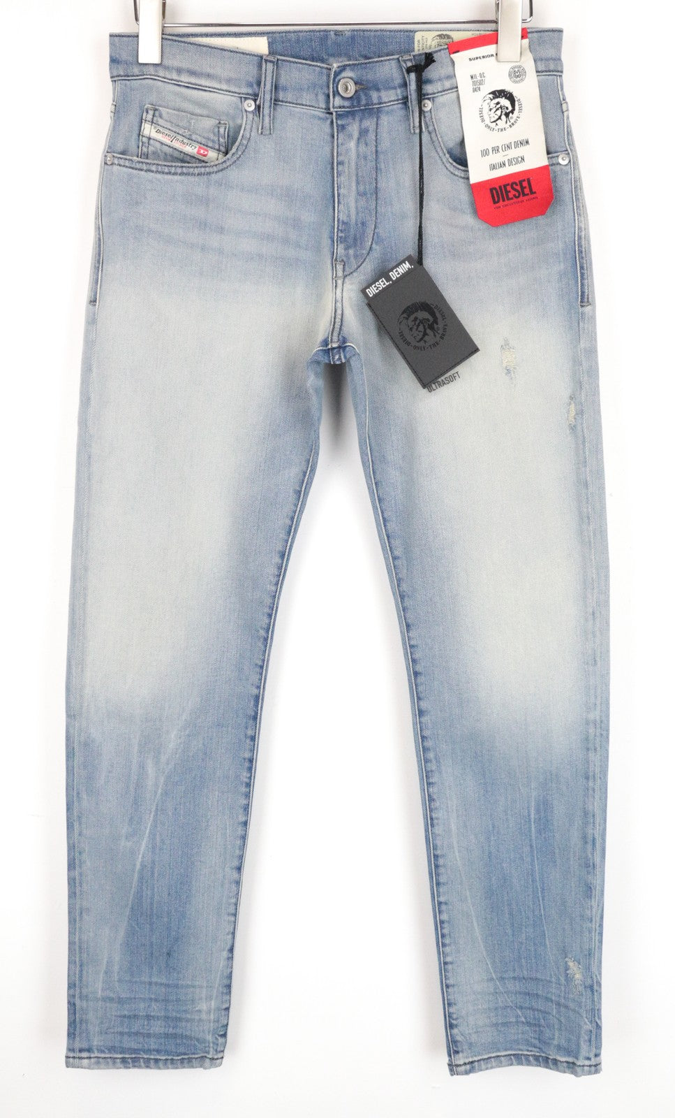 DIESEL D-Strukt 081AP Men Jeans W29/L30 Blue Faded Tapered Stretch Reflectors