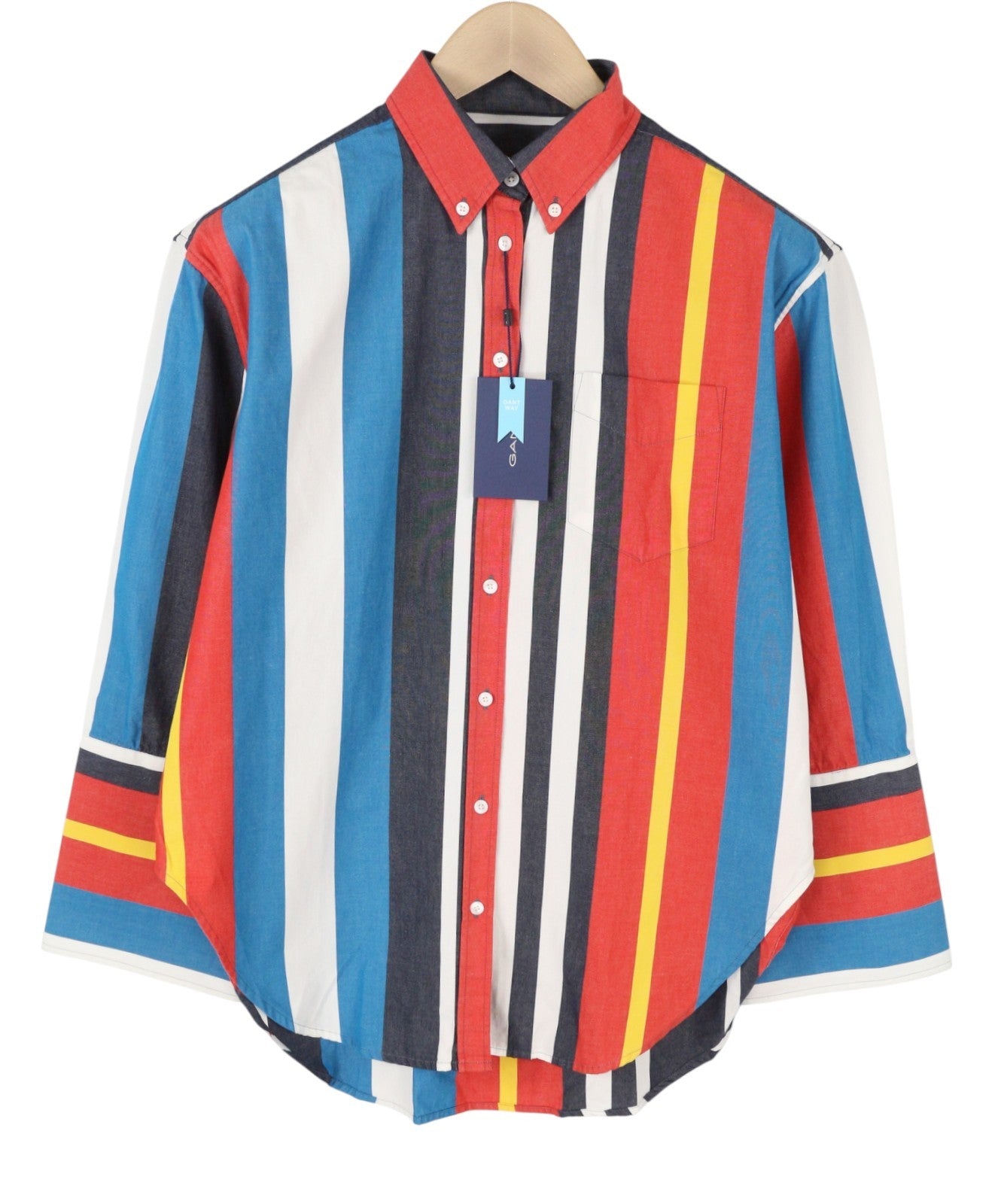 GANT Rough Weather Stripe Women Shirt EU36 Multicolor Rigid Button-Up Oversized
