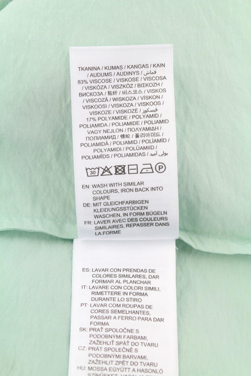 GANT Pop Over Women Blouse EU40 Porcelain Green V-Neck Ties Relaxed 3/4 Sleeves