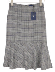 GANT Checked Flare Women's Skirt EU34 Blue Plaid Wool Knee
