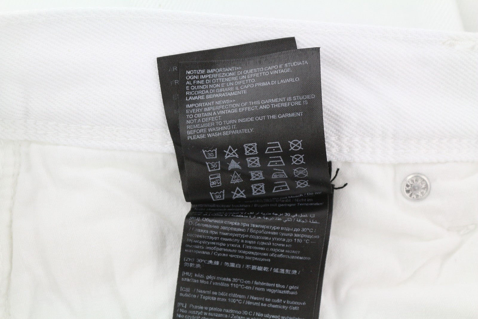 ANTONY MORATO Argon Men's Jeans W33 White Slim Cropped Button-Fly Denim