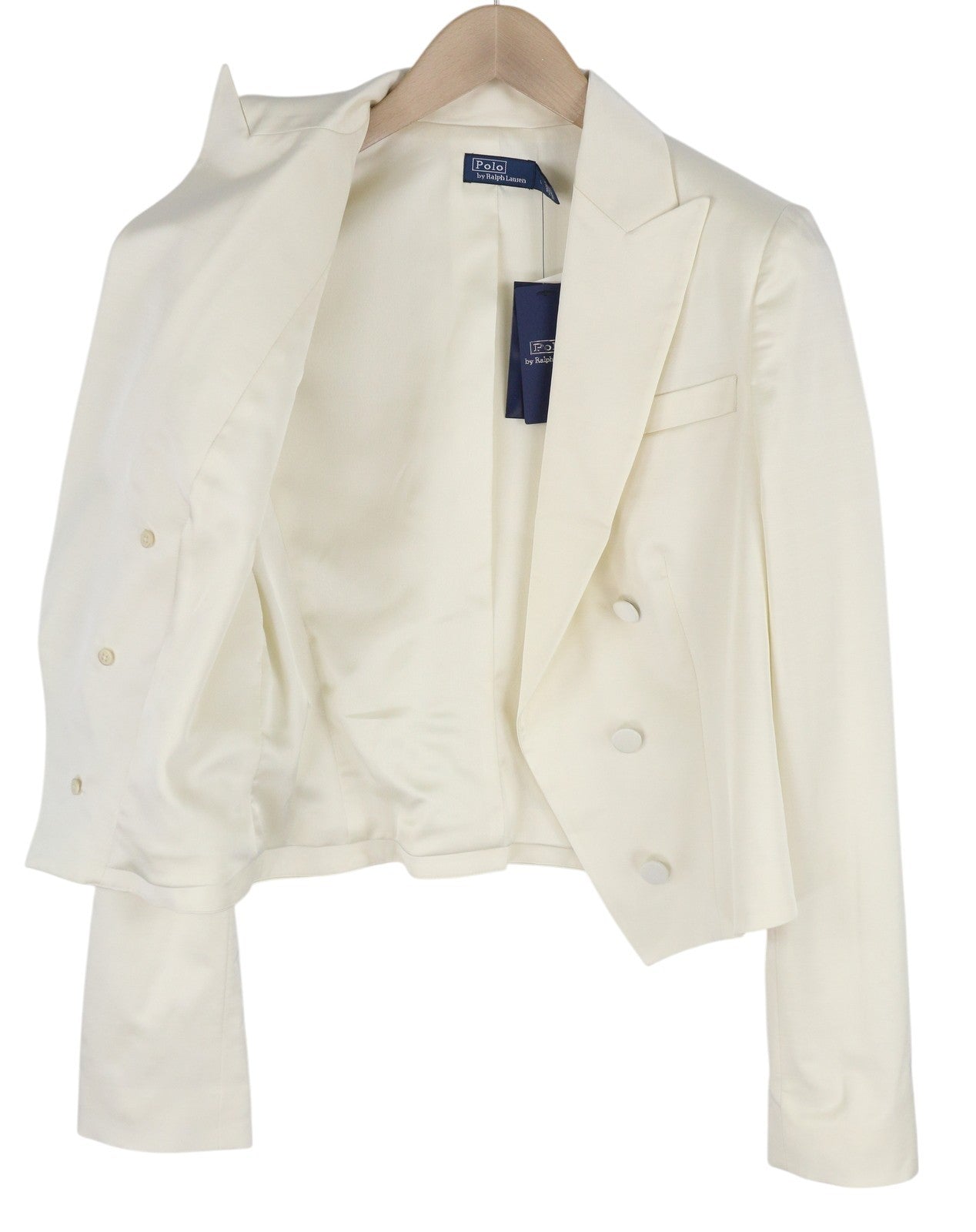POLO RALPH LAUREN Women's Blazer S White Wool Blend Cropped RRP963