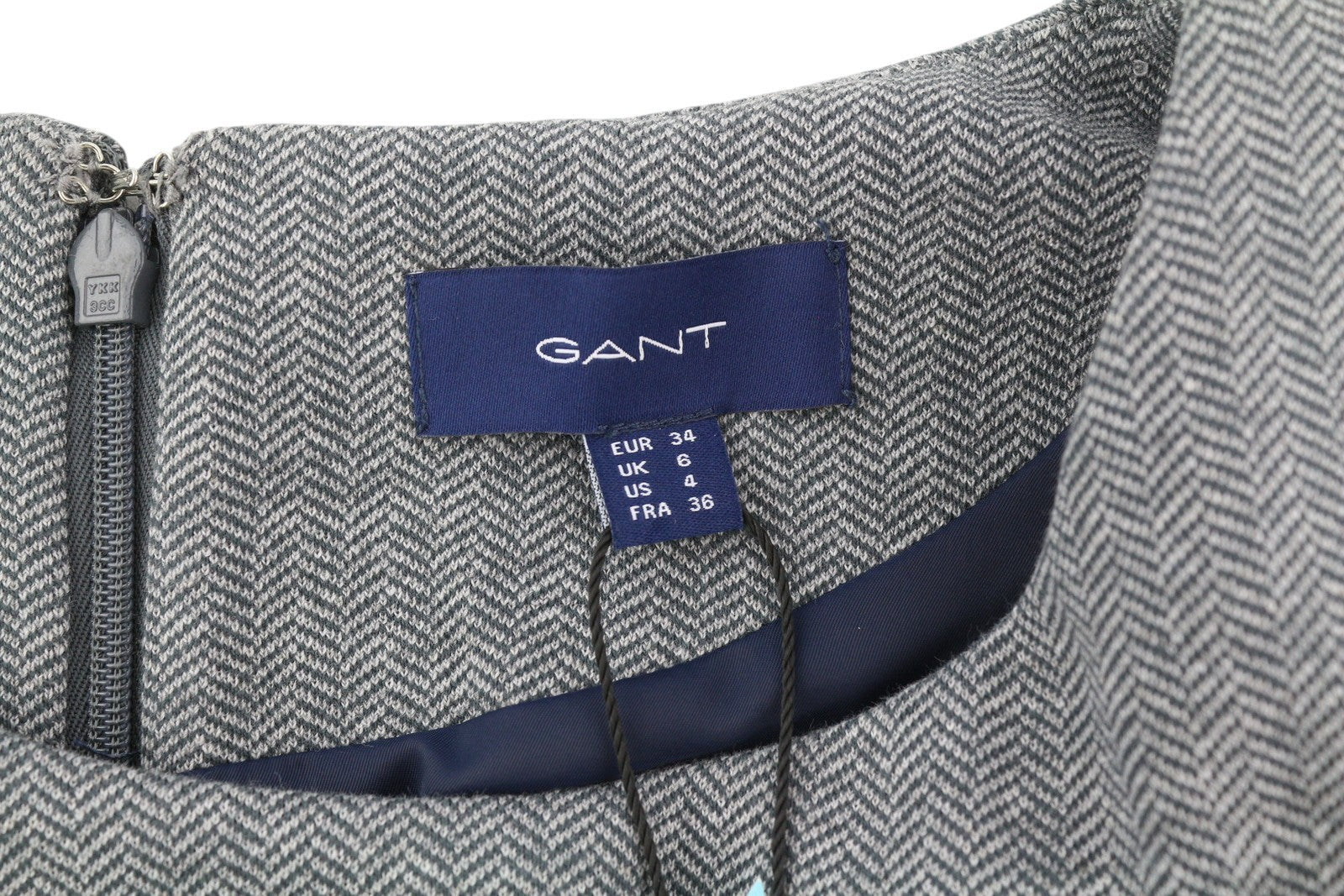 GANT Herringbone Jersey Women's Dress EU34 Grey Melange 3/4 Sleeve