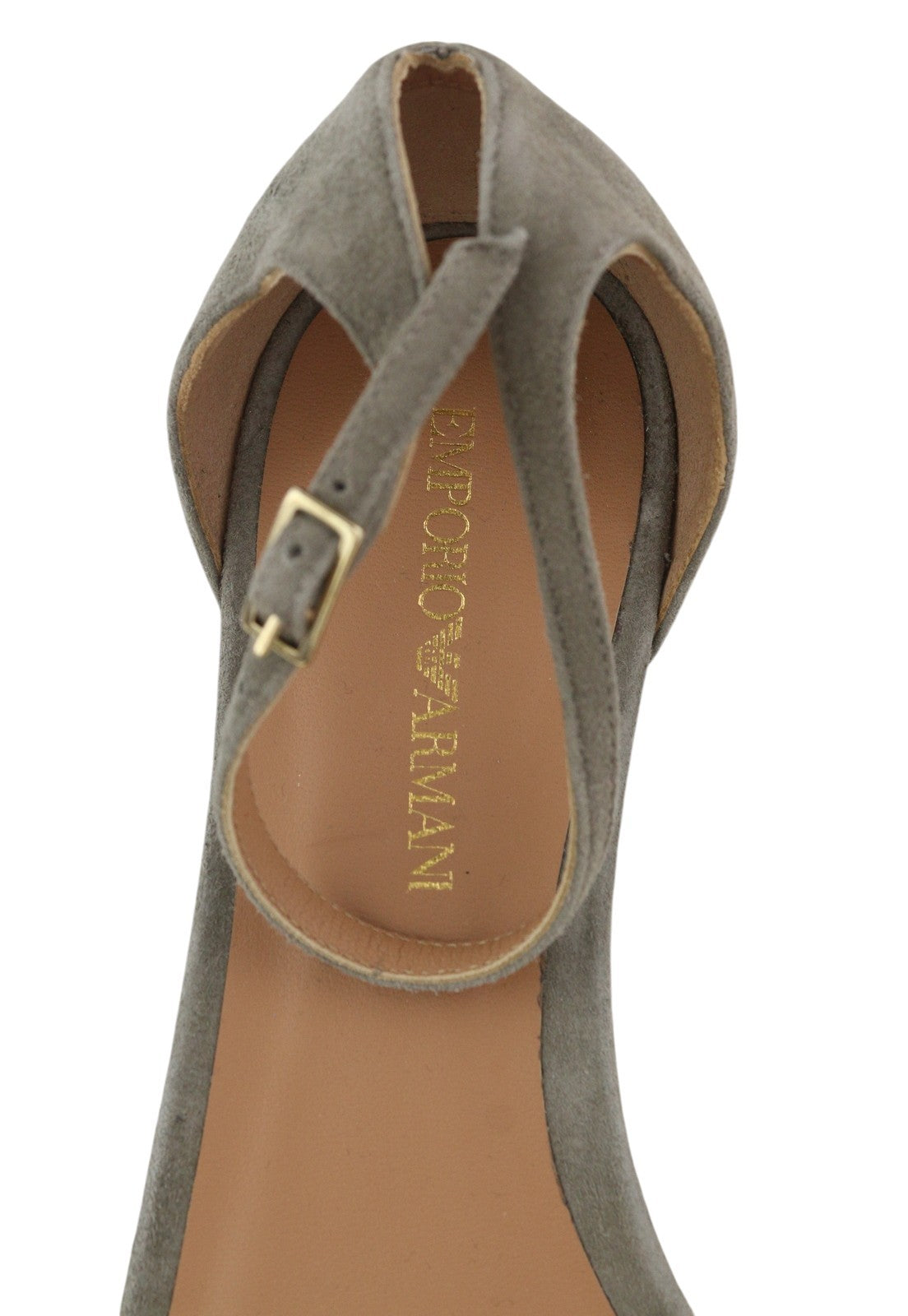 EMPORIO ARMANI X3P649 Women's Sandals EU37 Grey Suede Buckle