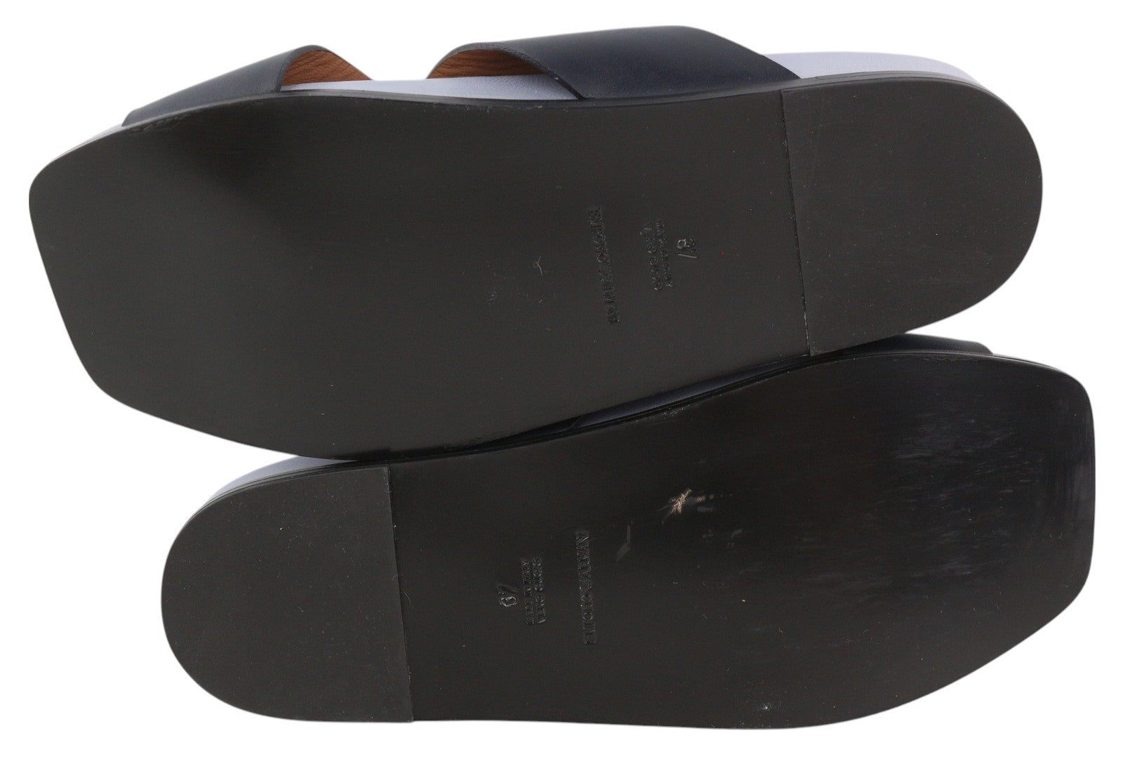 EMPORIO ARMANI Women's Flats EU37 Black Leather Square Toe Slip On