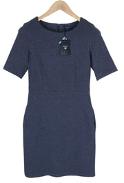 GANT Herringbone Jersey Women's Dress EU36 Blue Round Neck Short Sleeve