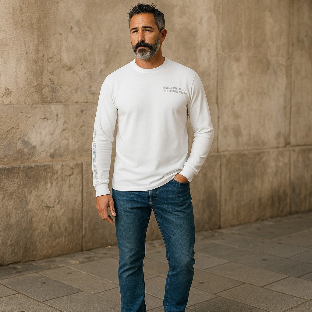 DIESEL T-Jubind-LS-Slits Men's T-Shirt 2XL White Long Sleeve Tricot