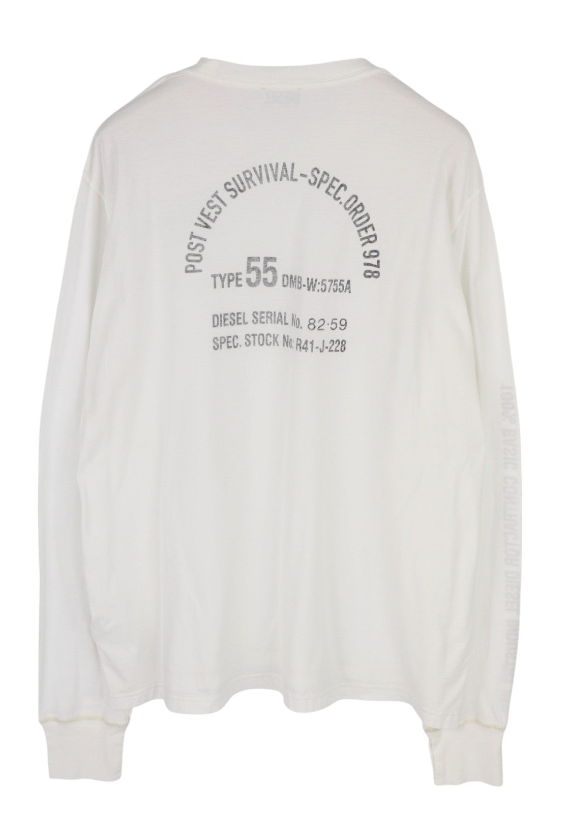 DIESEL T-Jubind-LS-Slits Men's T-Shirt 2XL White Long Sleeve Tricot