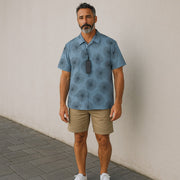 ANTONY MORATO Men's Shirt L Blue Pattern Spread Collar Short Sleeve