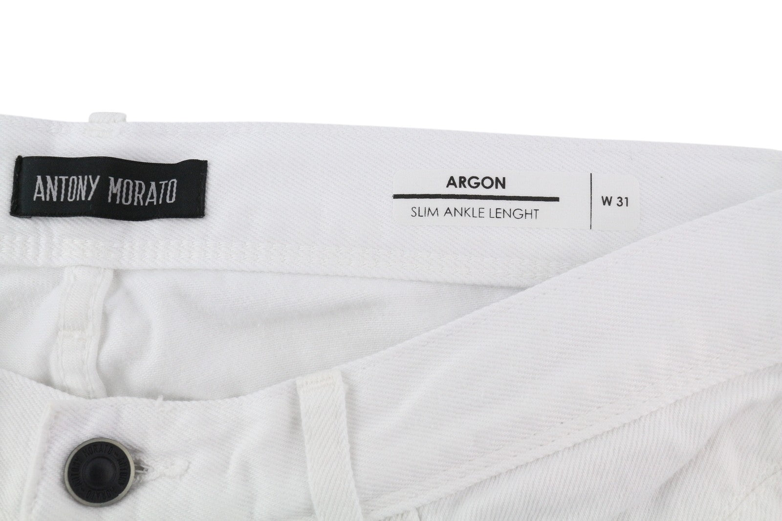 ANTONY MORATO Argon Men's Jeans W31 White Slim Ankle Button-Fly Denim