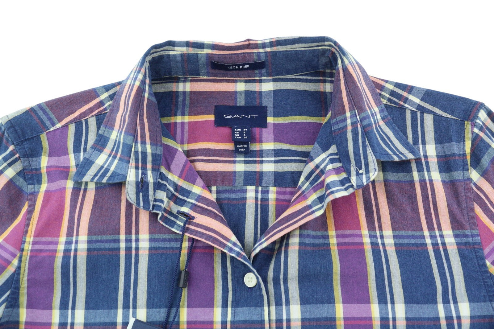 GANT TP Indigo Checked Broadcloth Women's Shirt EU34 Colourful Casual