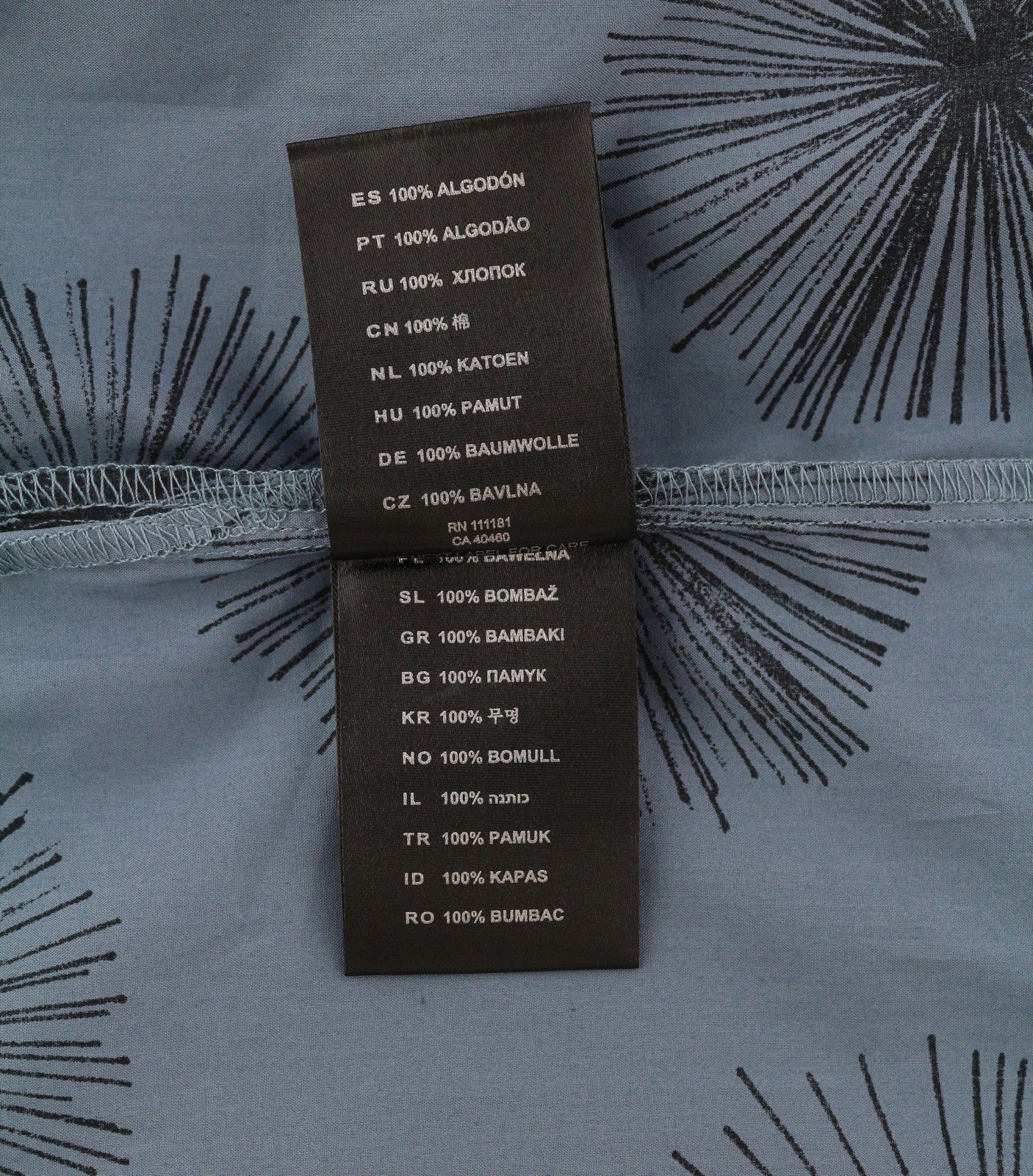 ANTONY MORATO Men's Shirt S Blue Pattern Spread Collar Short Sleeve