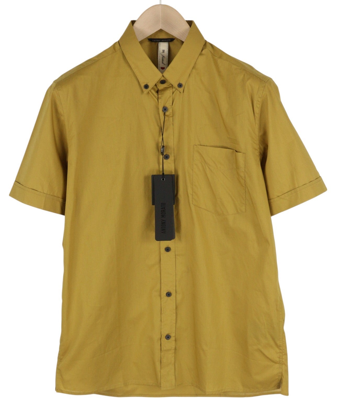 ANTONY MORATO Men's Shirt M Mustard Button-Down Pocket Short Sleeve