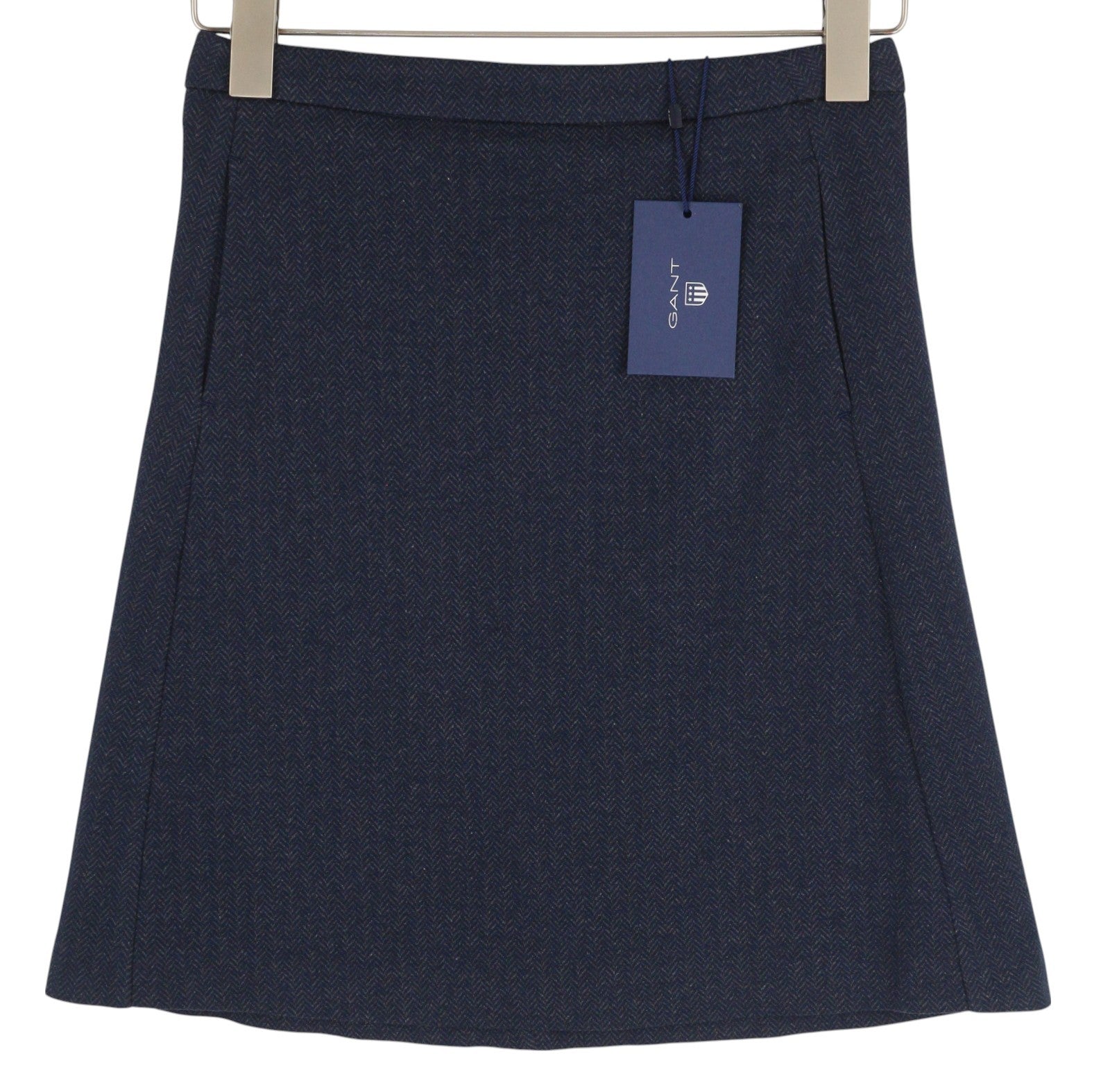 GANT Herringbone Women's Skirt EU34 Blue Zip Fly Lined Mini