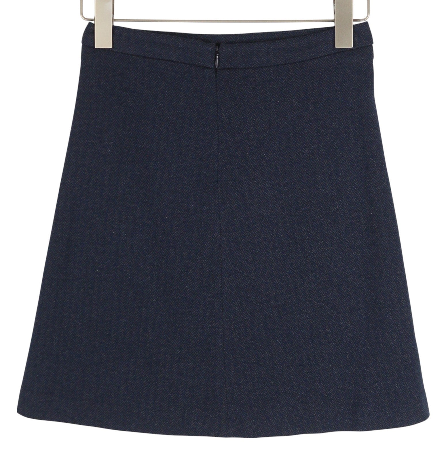 GANT Herringbone Women's Skirt EU34 Blue Zip Fly Lined Mini
