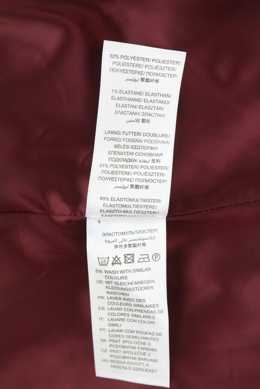 GANT Washable Str Wool A-Line Women's Dress EU36 Burgundy 3/4 Sleeve