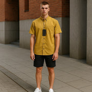 ANTONY MORATO Men's Shirt XL Mustard Button-Down Pocket Short Sleeve