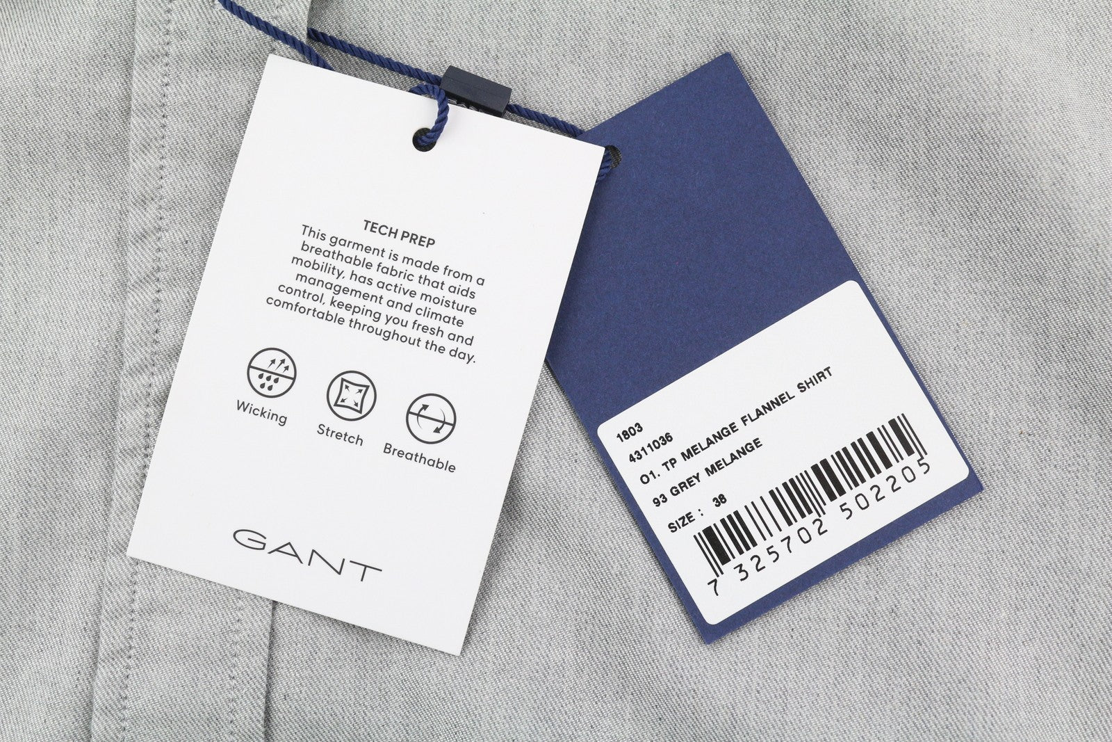 GANT TP Melange Flannel Women's Shirt EU38 Grey Button-Up Casual