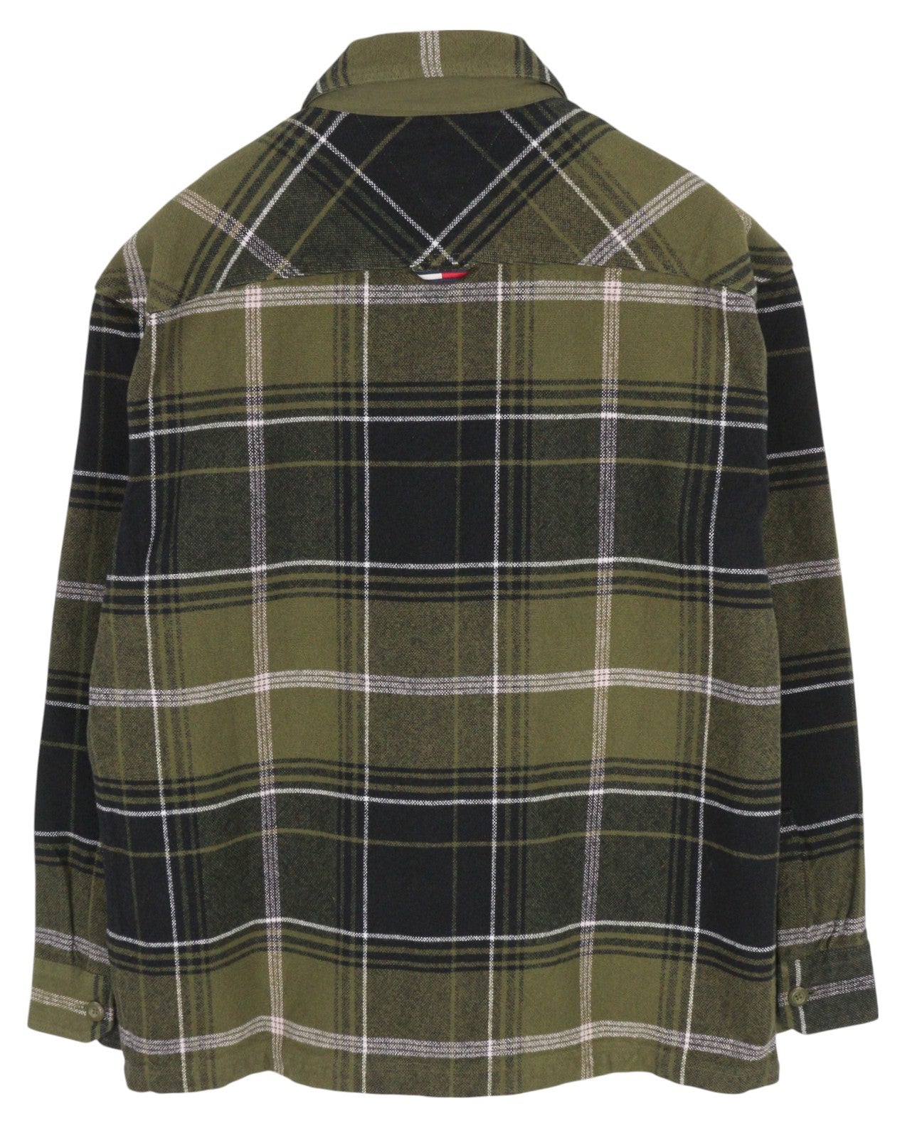 TOMMY HILFIGER Brushed Check Men's Shirt 2XL Green Flannel Overshirt