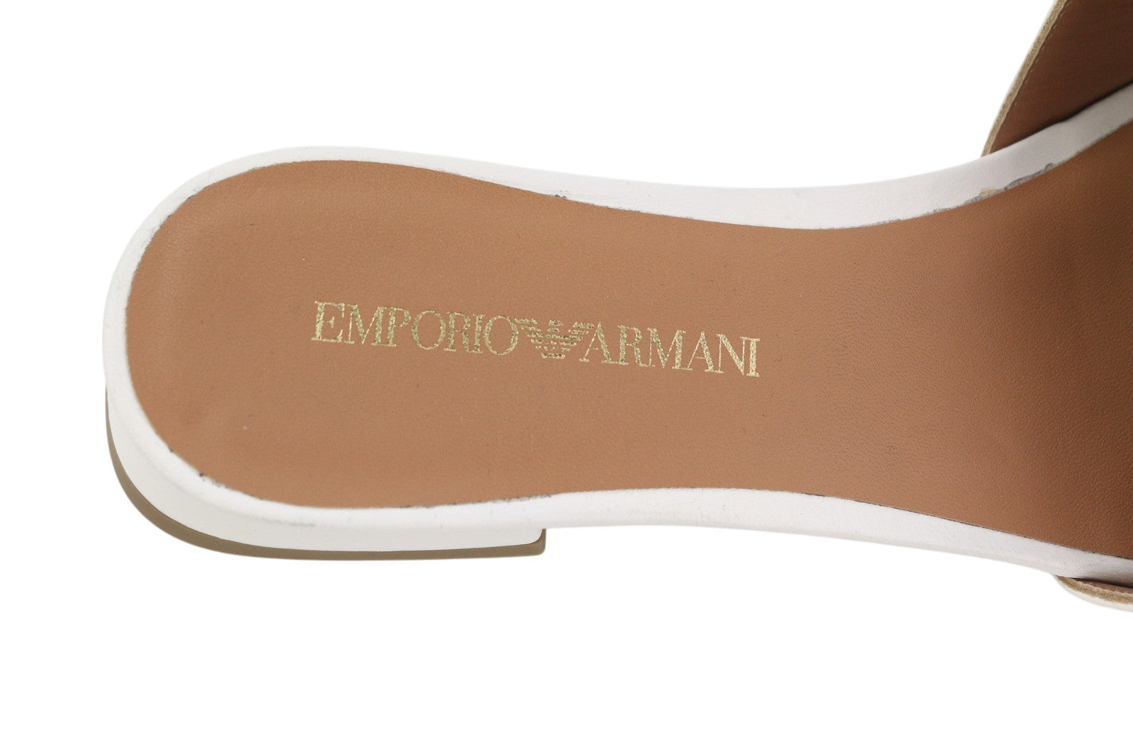 EMPORIO ARMANI Women's Flats EU37 White Leather Crystal Slip On