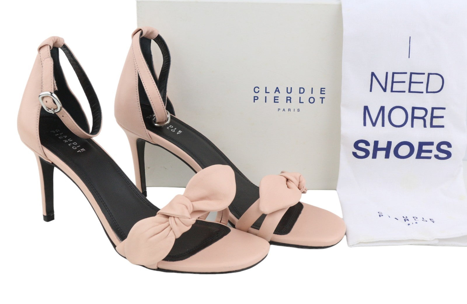 CLAUDIE PIERLOT Alea Women Heel EU39 Pink Goat Leather Details Sandals RRP289