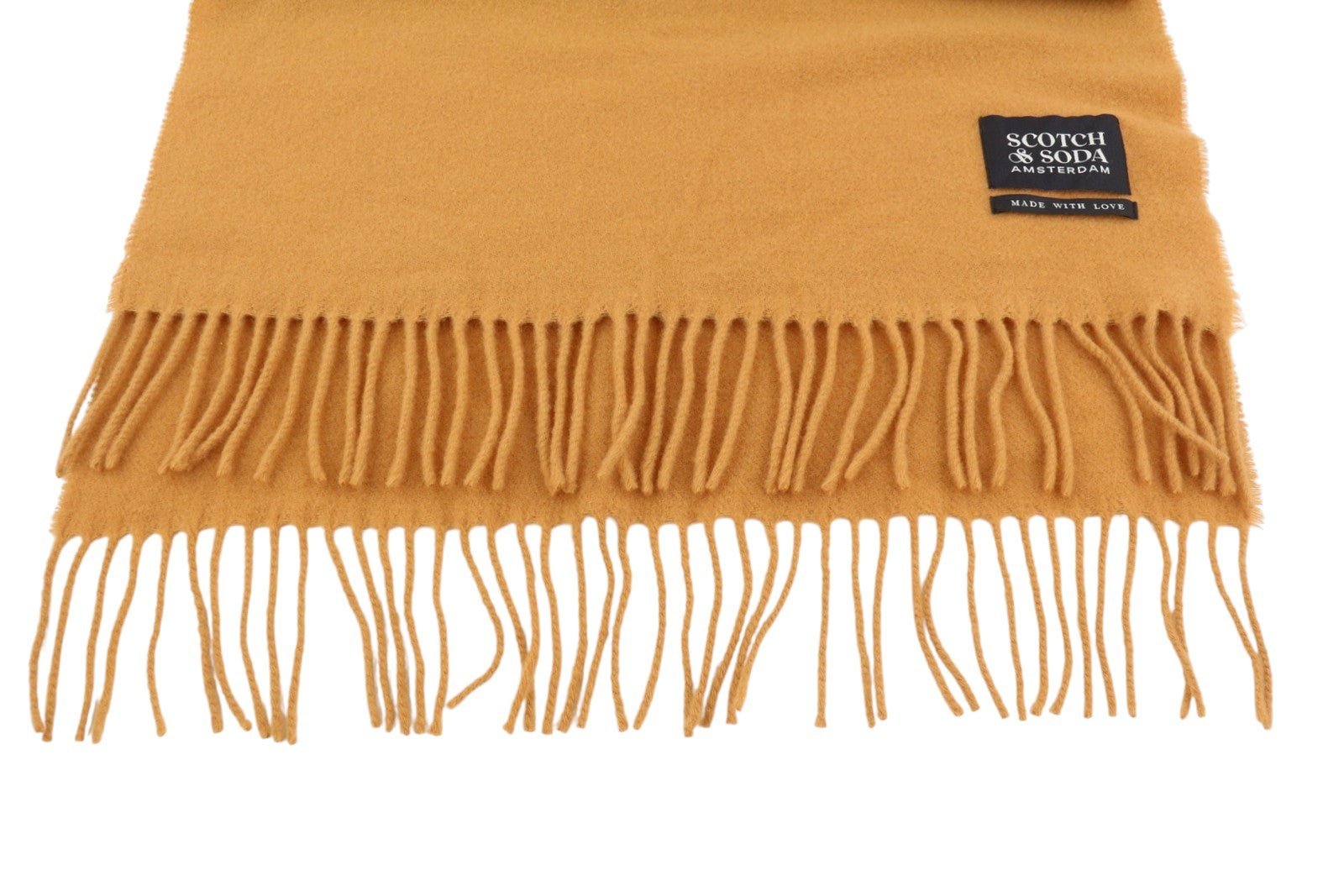 SCOTCH & SODA Women Scarf OS Brown Wool Fringe Details Logo Unisex