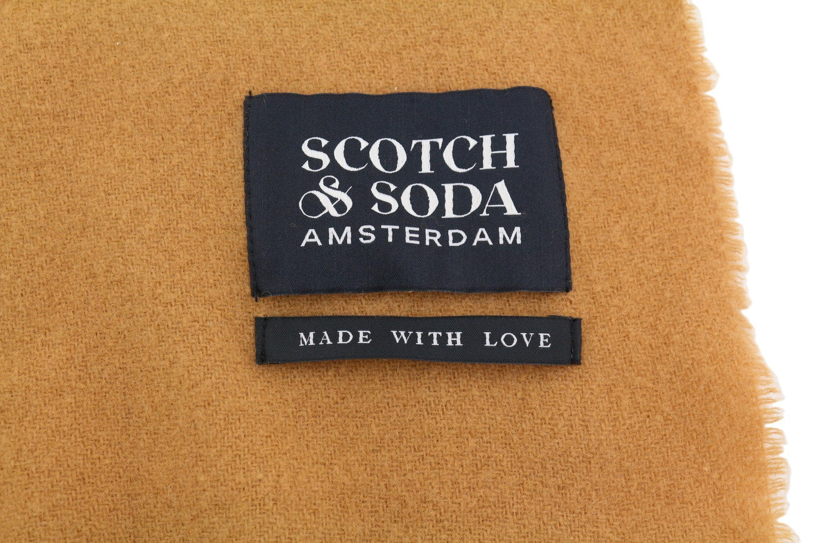 SCOTCH & SODA Women Scarf OS Brown Wool Fringe Details Logo Unisex