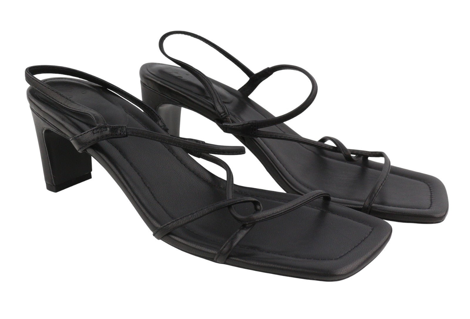 SANDRO Afaye Women Heel EU39 Black Leather Strappy Square Sandals RRP245