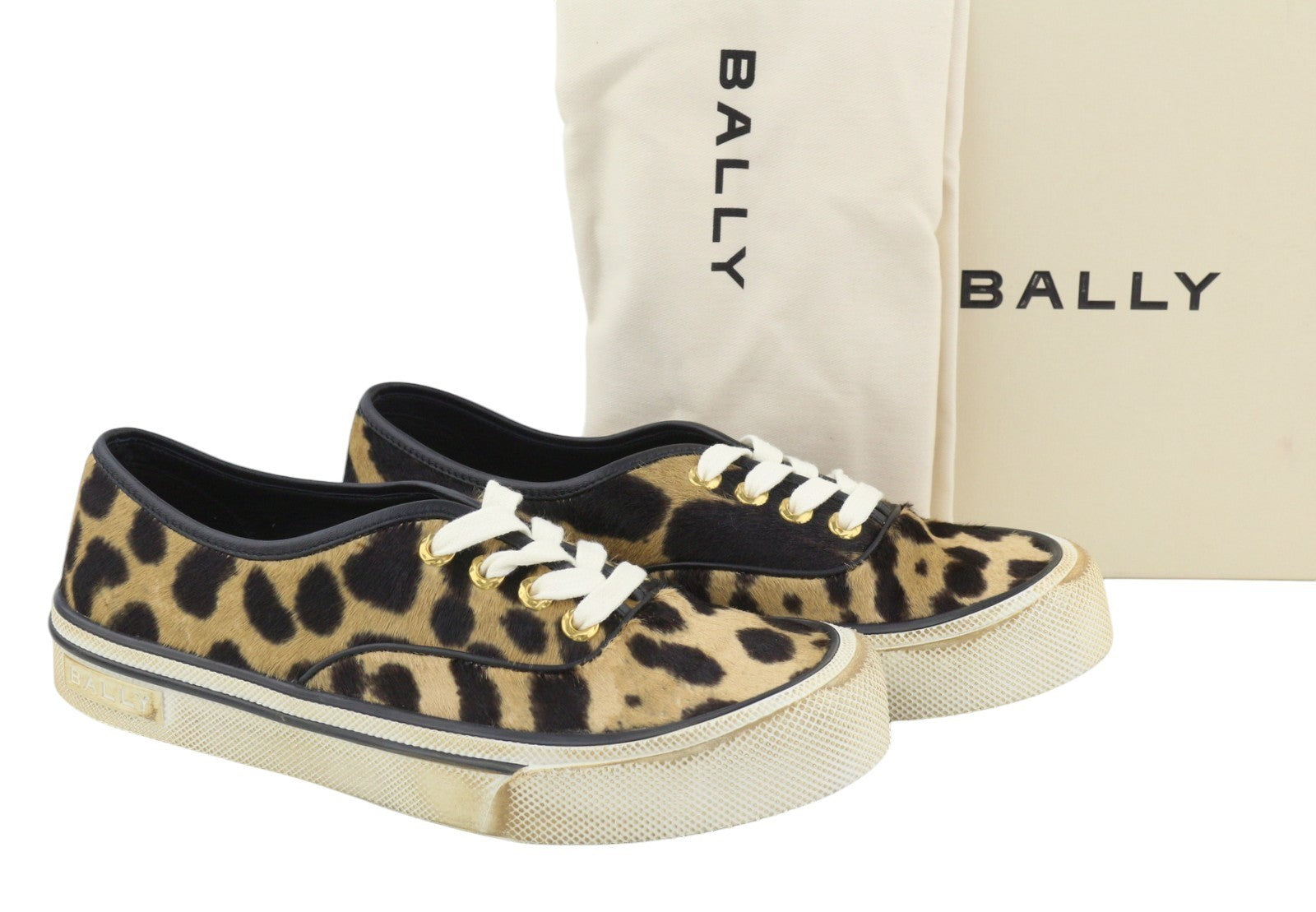 BALLY Lyder-Pyl-W Women Sneakers EU40 Brown Calf Haircalf Laced Low Top RRP749