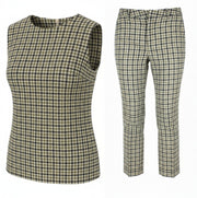 SUISTUDIO Sage Robin Women Set UK10 Checked Sleeveless Soft Wool 2 PC