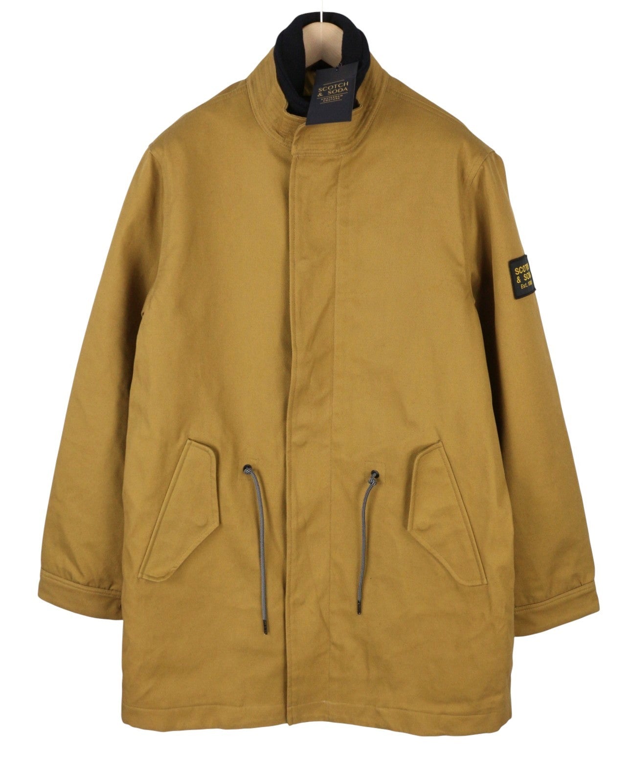 SCOTCH & SODA Atelier Men Jacket M Brown Double Collar Drawstring Waist Peacoat