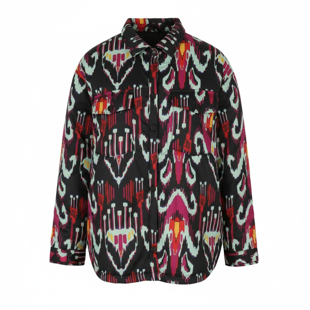 DESIGUAL Eliot Women Jacket L Colourful Abstract Print Padded Snap Button