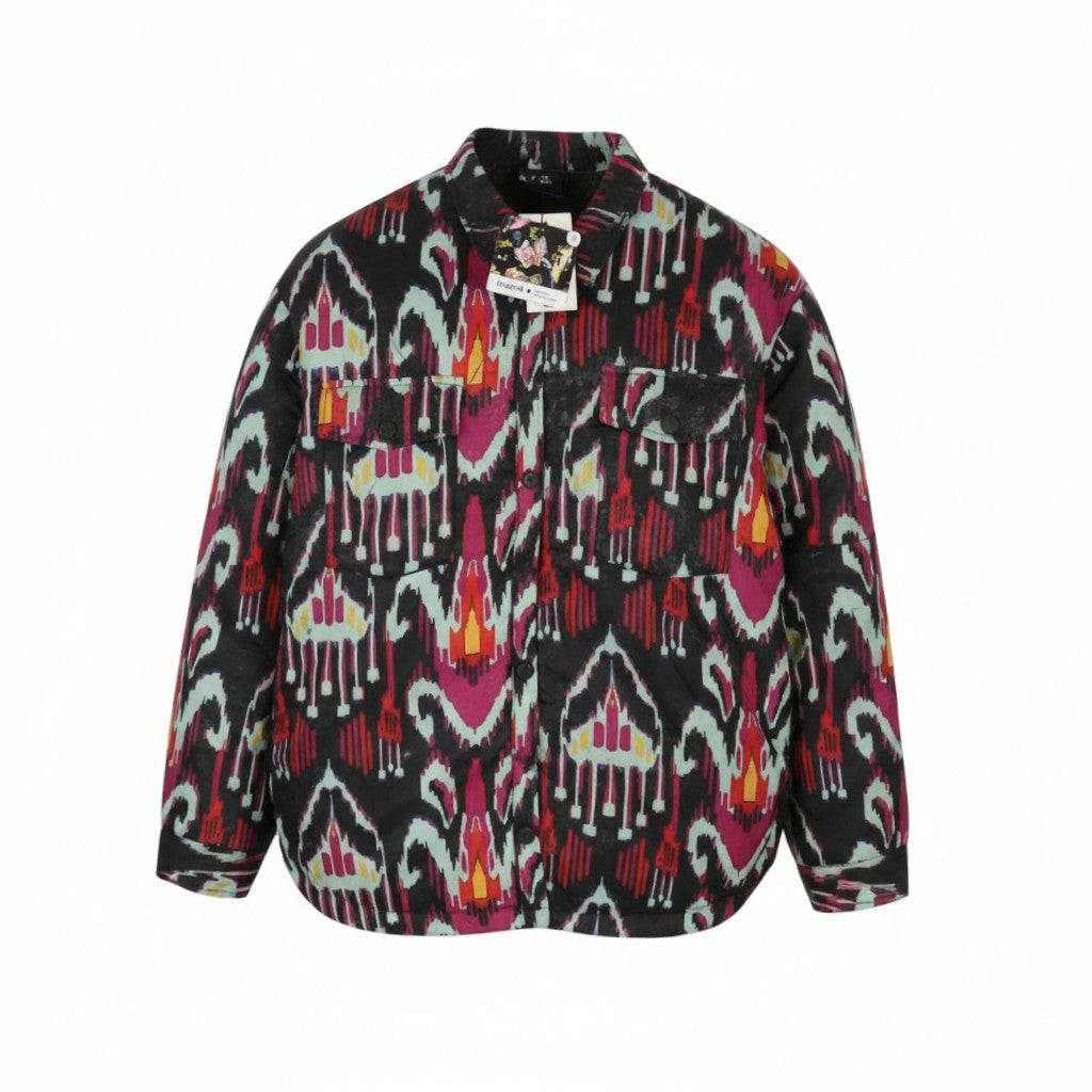 DESIGUAL Eliot Women Jacket XL Colourful Abstract Print Padded Snap Button