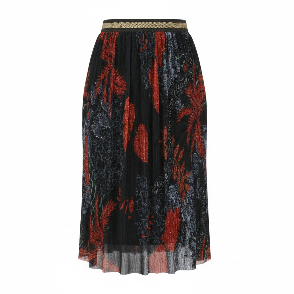 DESIGUAL Virginie Women Skirt XL Multicoloured Pattern High Waist Lined Midi