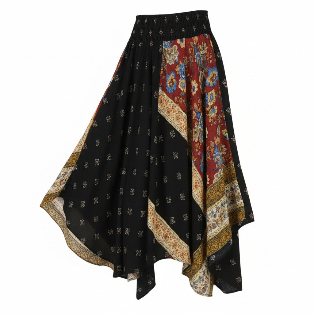 DESIGUAL Blunt Women Skirt S Multicoloured Pattern Asymmetrical Midi